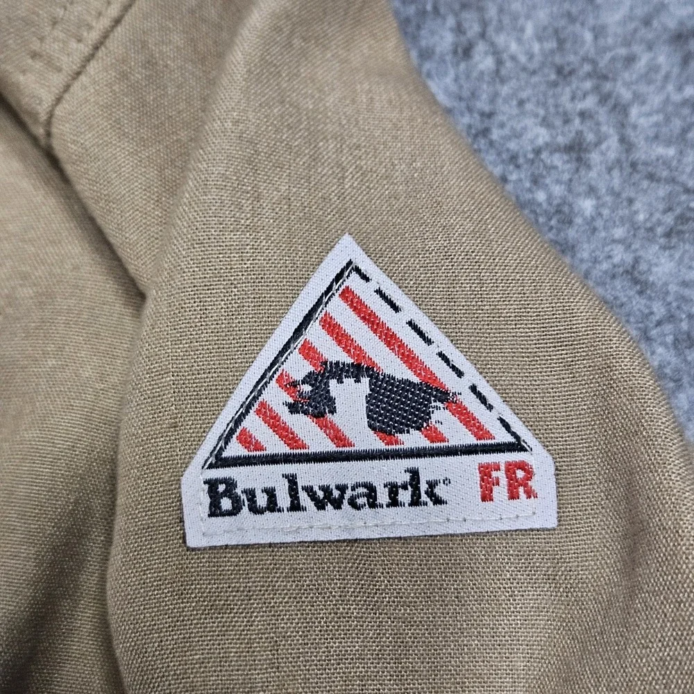 Bulwark‎ FR Shirt Mens Beige 46-Long Flame Resistant Long Sleeve Button Up